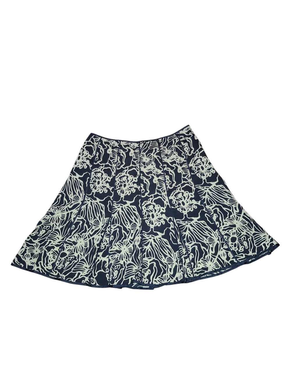 Chadwicks Navy and Cream Floral Circle Skirt